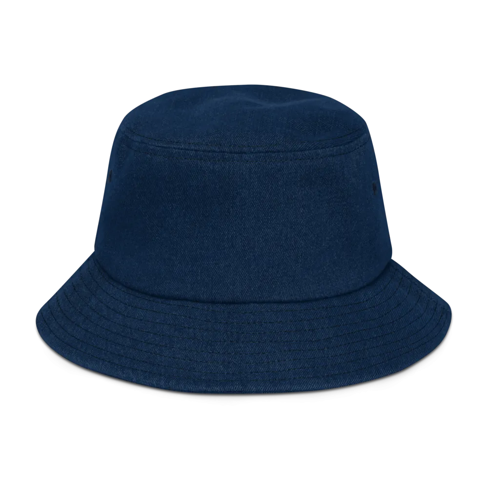 "Run it up" Classic Denim (White logo) bucket hat