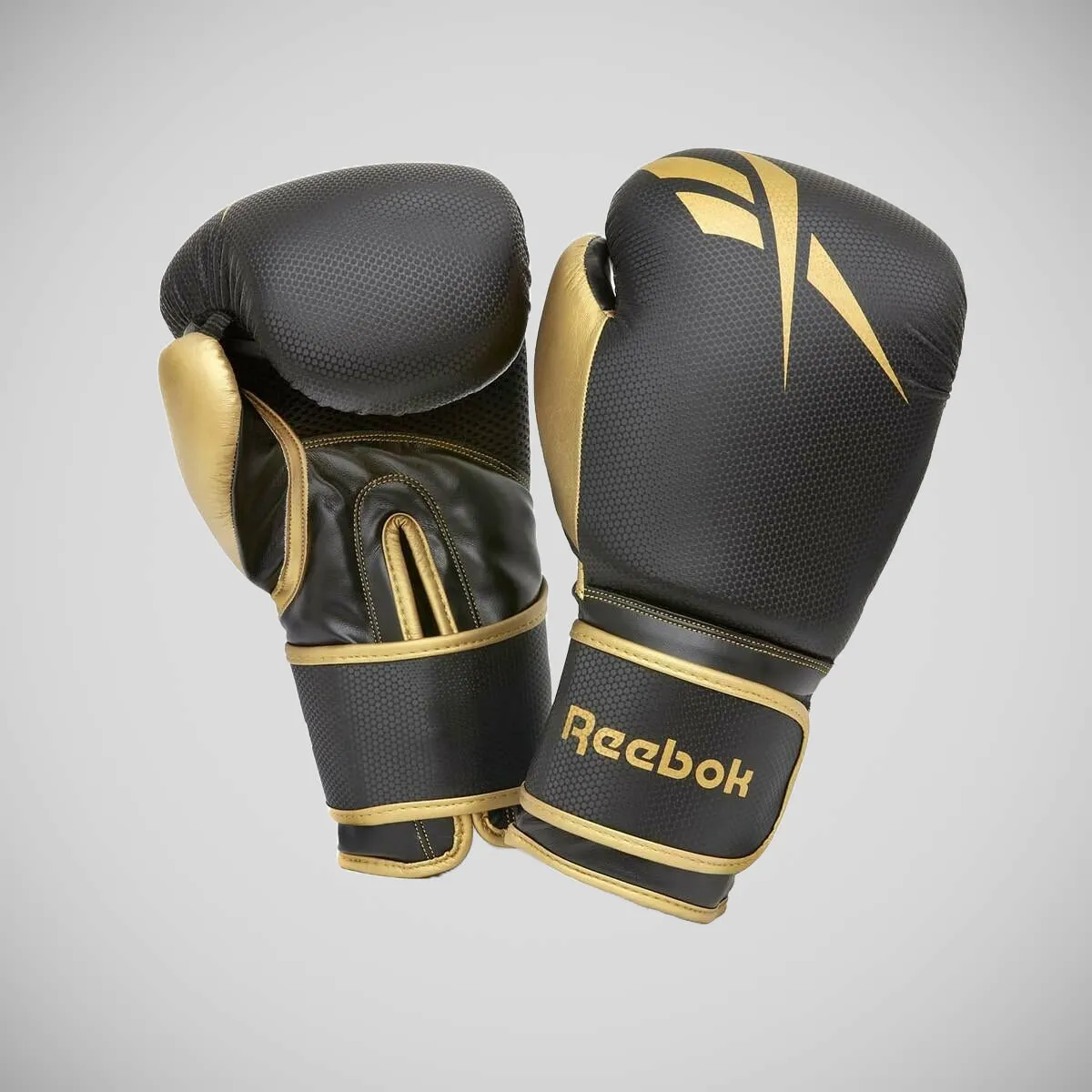 Reebok 4ft Punch Bag and Boxing Gloves Black/Gold