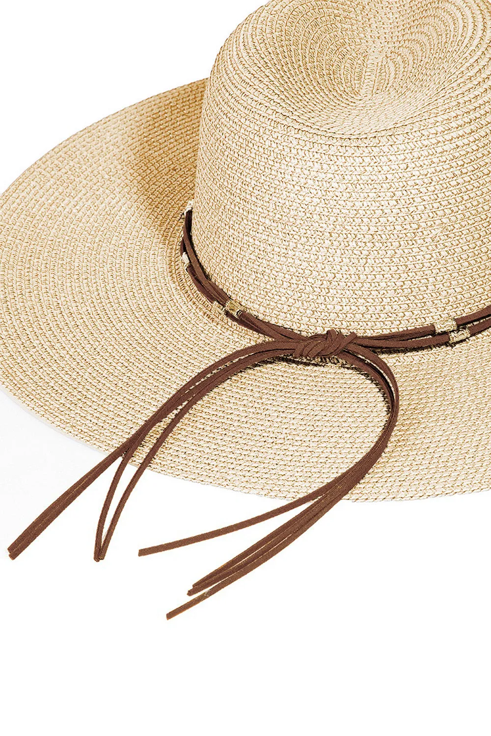 Rope Strap Wide Brim Weave Hat