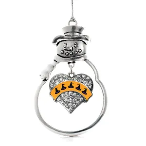 Silver Witch Hats Pave Heart Charm Snowman Ornament