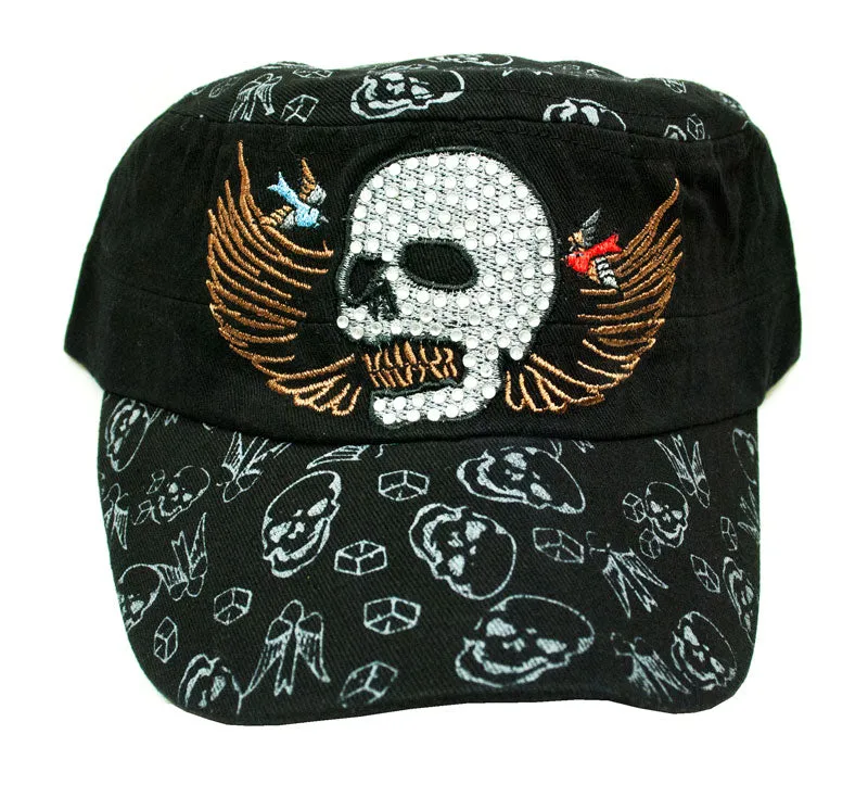 Studded Skull Cadet Caps