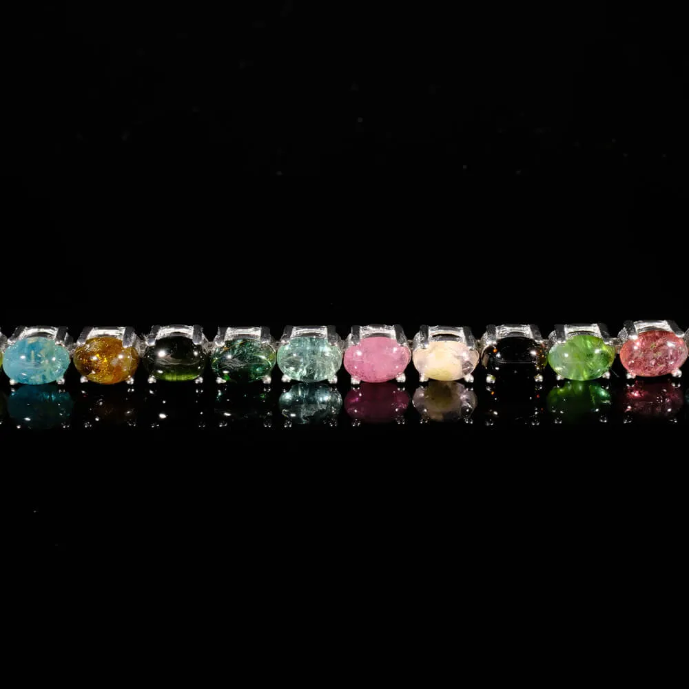 Tourmaline Natural Stone Silver Bracelet SCB-017