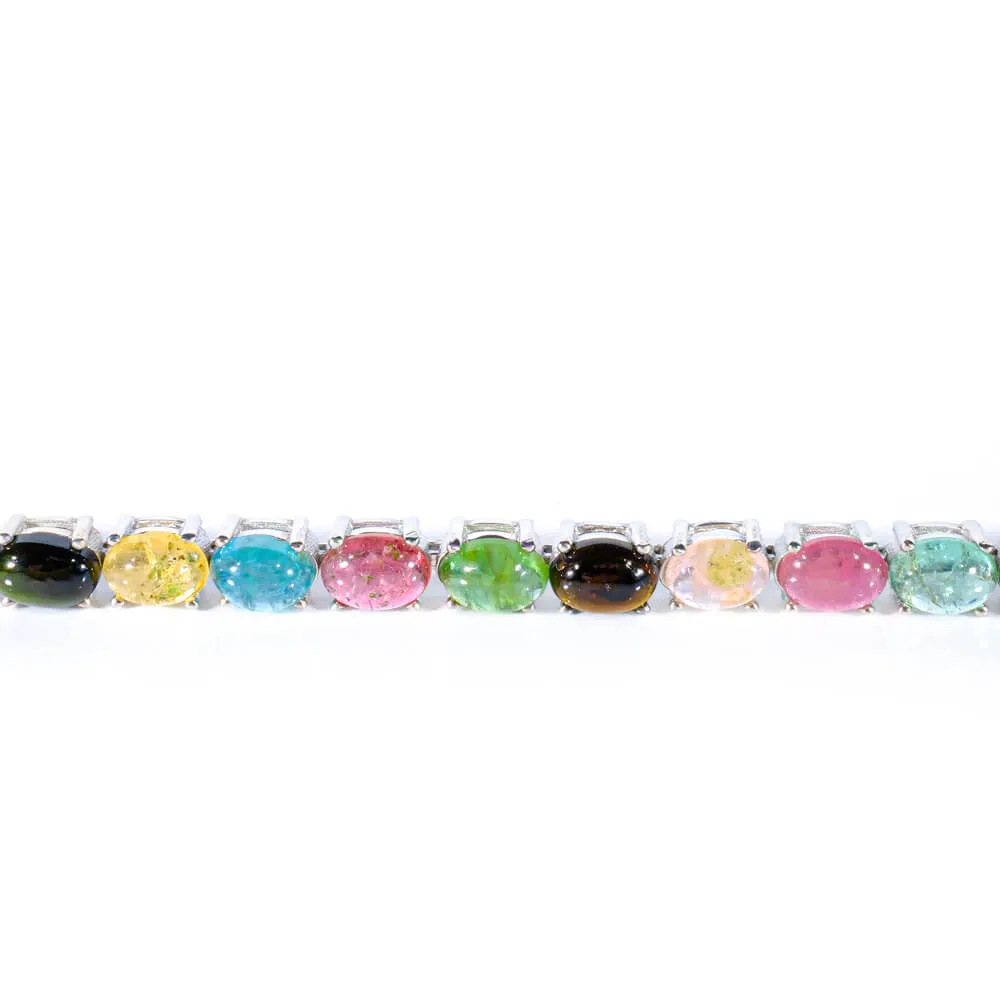 Tourmaline Natural Stone Silver Bracelet SCB-017