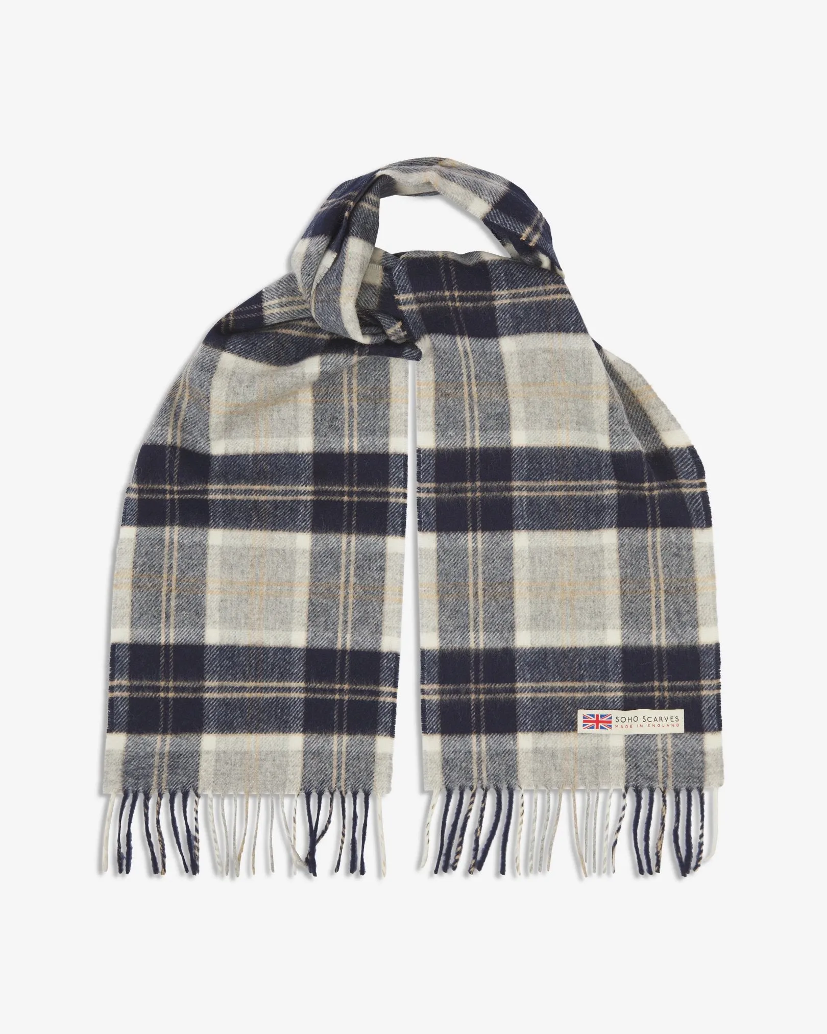 UK Wool Scarf - Highlands Tartan in Silver