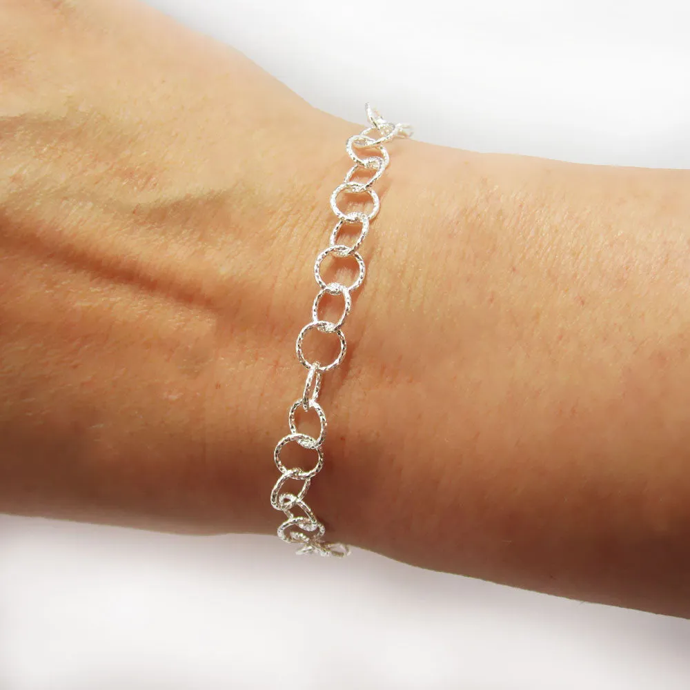 Vienna Diamond Cut Links Sterling Silver Bracelet