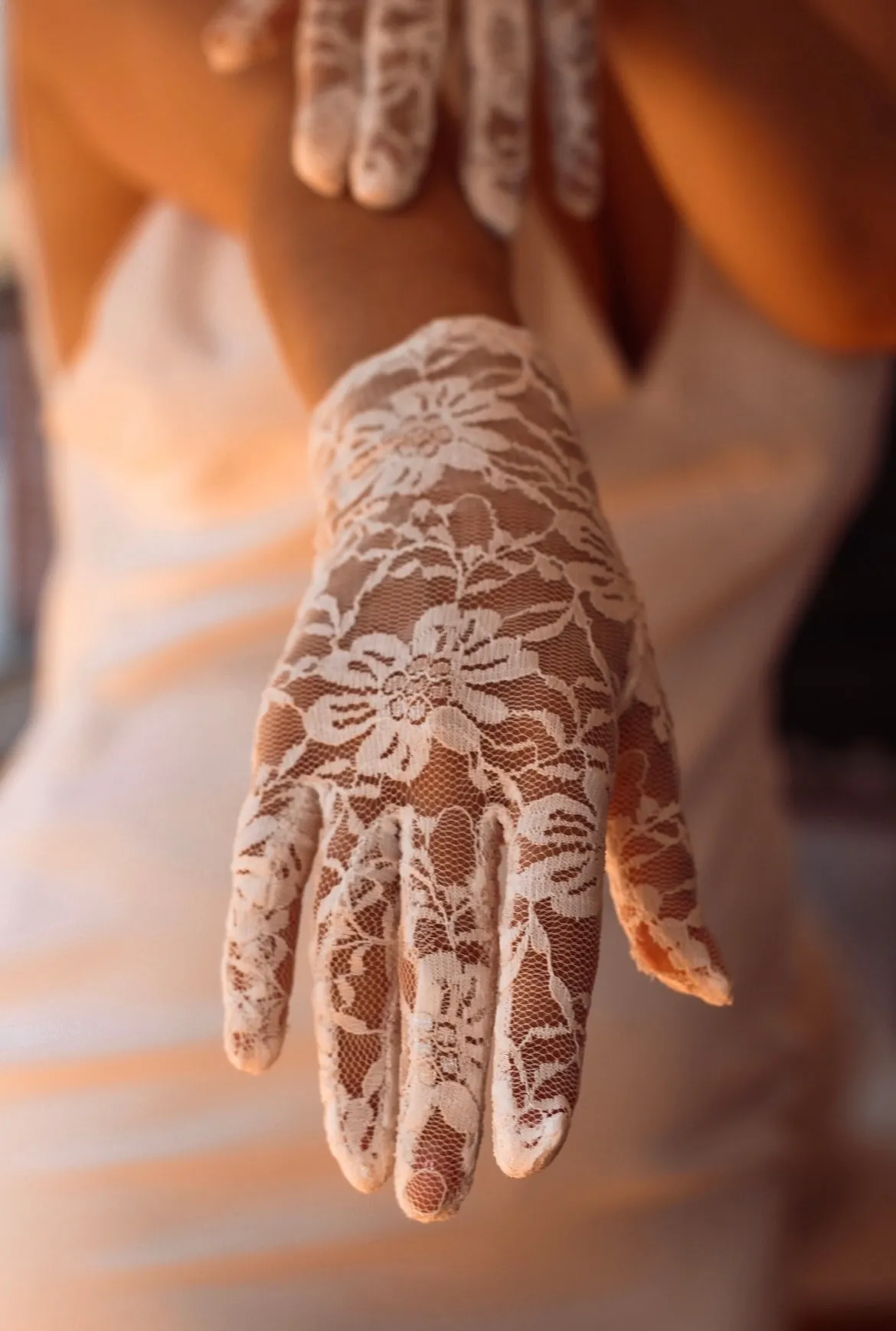 White Lace Bridal Gloves