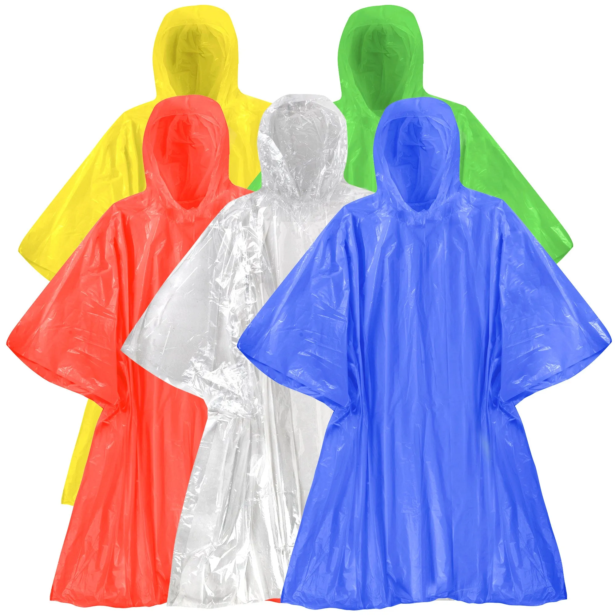 Wholesale Disposable Rain Ponchos - 5 Colors